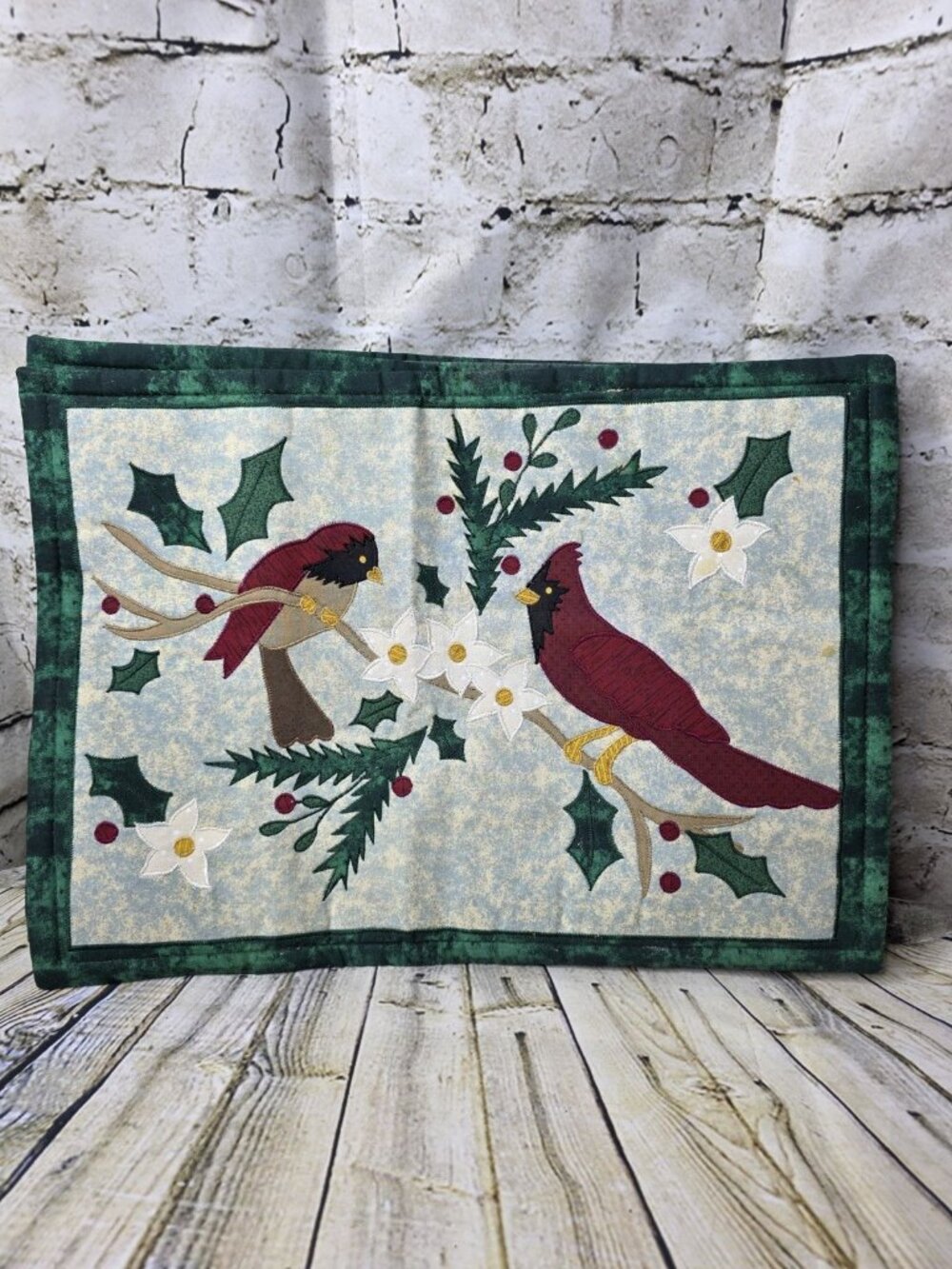 Cardinals On Holly Branch Table Placemats Set Of 4 Christmas Holidays Festive